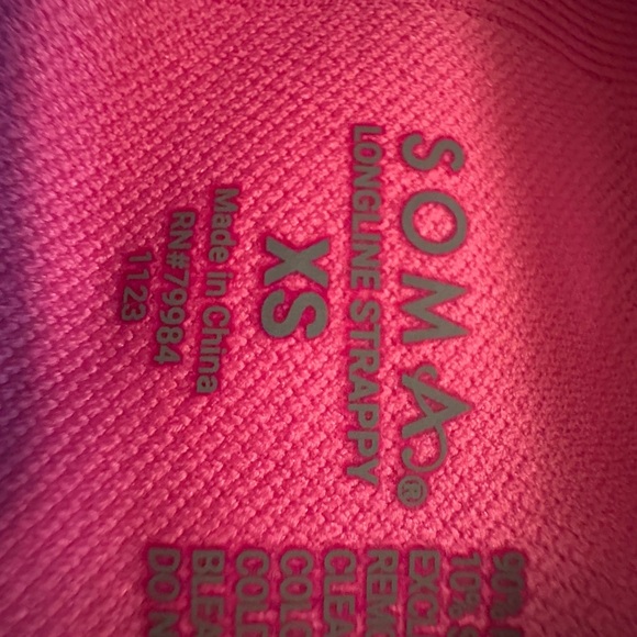 SPORTS BRA PINK SOMA STRAPPY BACK  LONG LINE XS NWT 48.00 - Picture 7 of 11